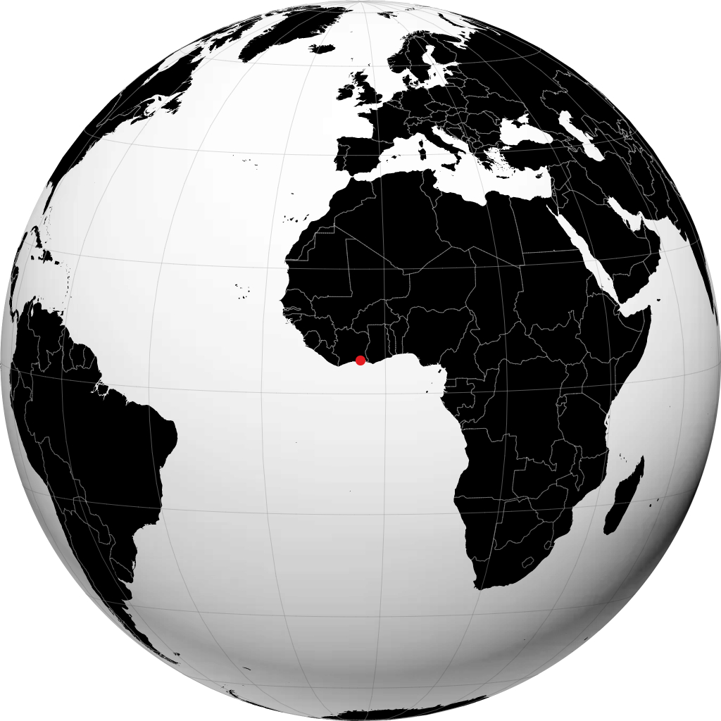 Abidjan sur le globe