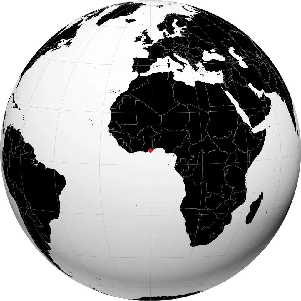 Accra sur le globe