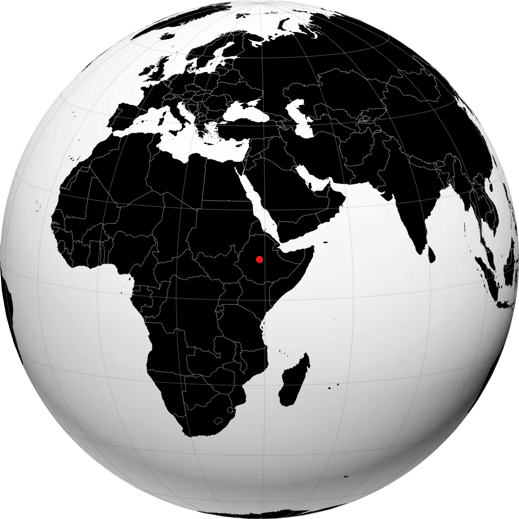 Addis-Abeba sur le globe