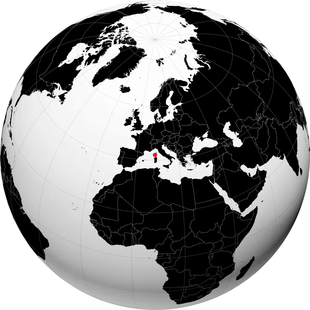 Ajaccio sur le globe