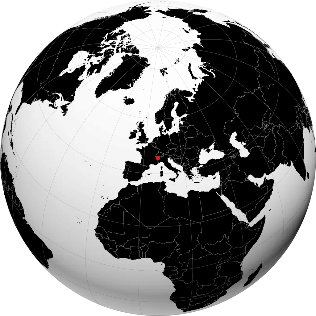 Aoste sur le globe