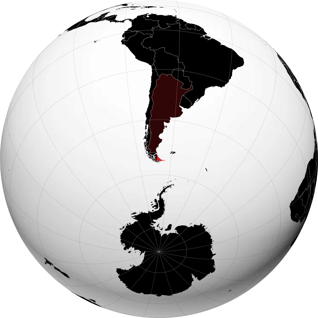 Province de la Terre de Feu, Antarctique et Îles de l'Atlantique Sud sur le globe