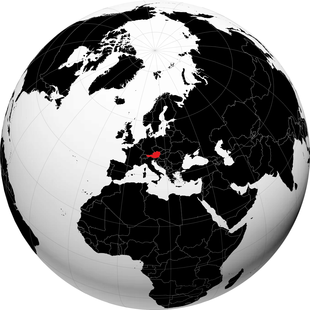 Autriche sur le globe
