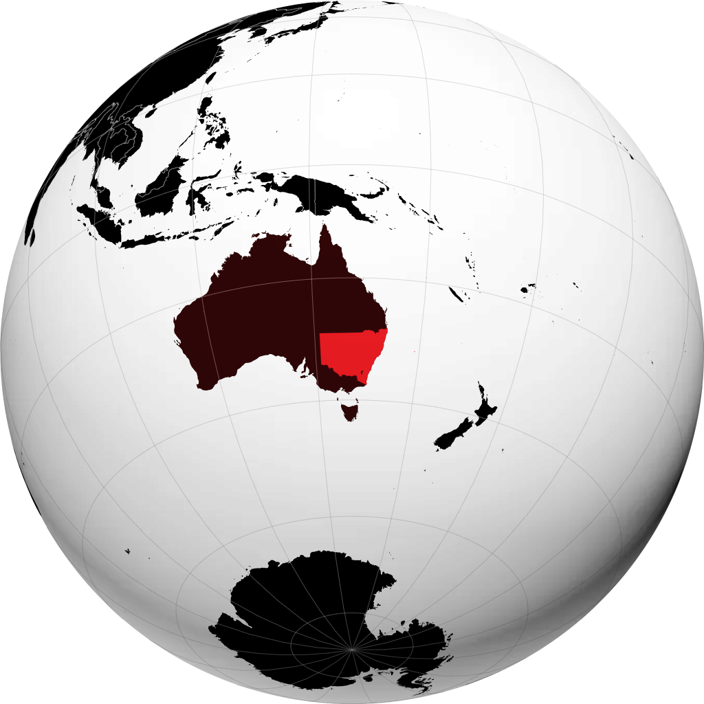 État de Nouvelle-Galles du Sud sur le globe