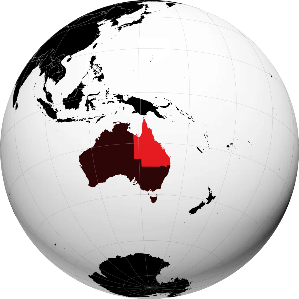 État du Queensland sur le globe