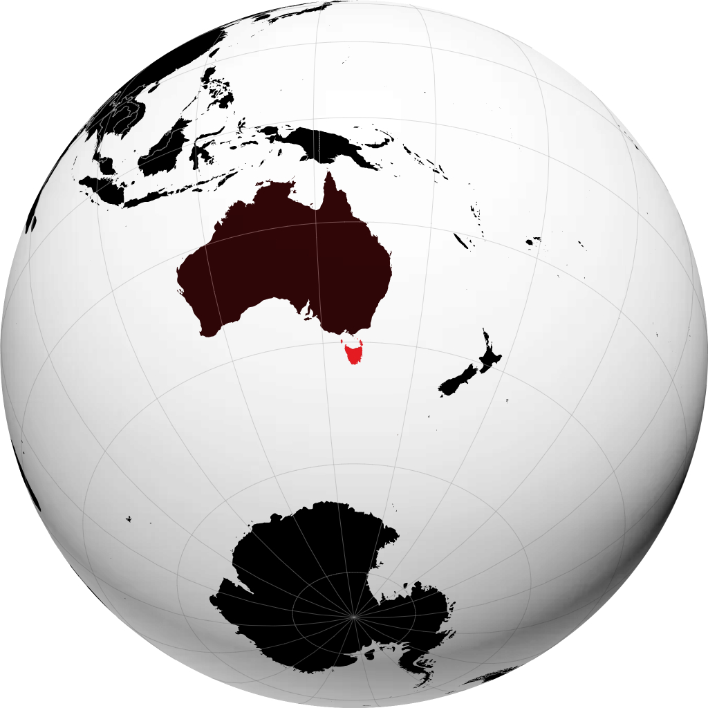 État de Tasmanie sur le globe