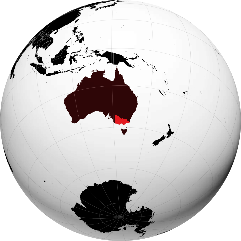 État de Victoria sur le globe
