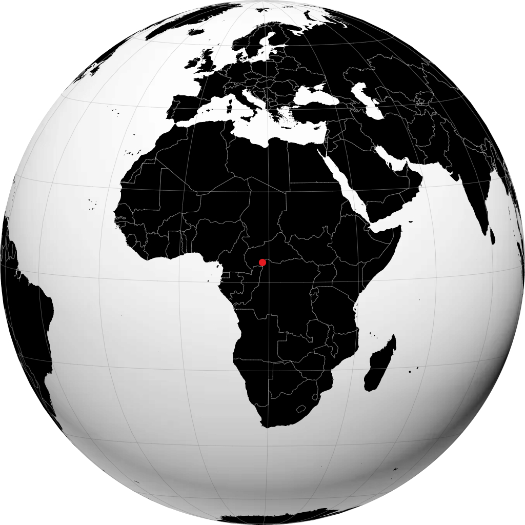 Bangui sur le globe
