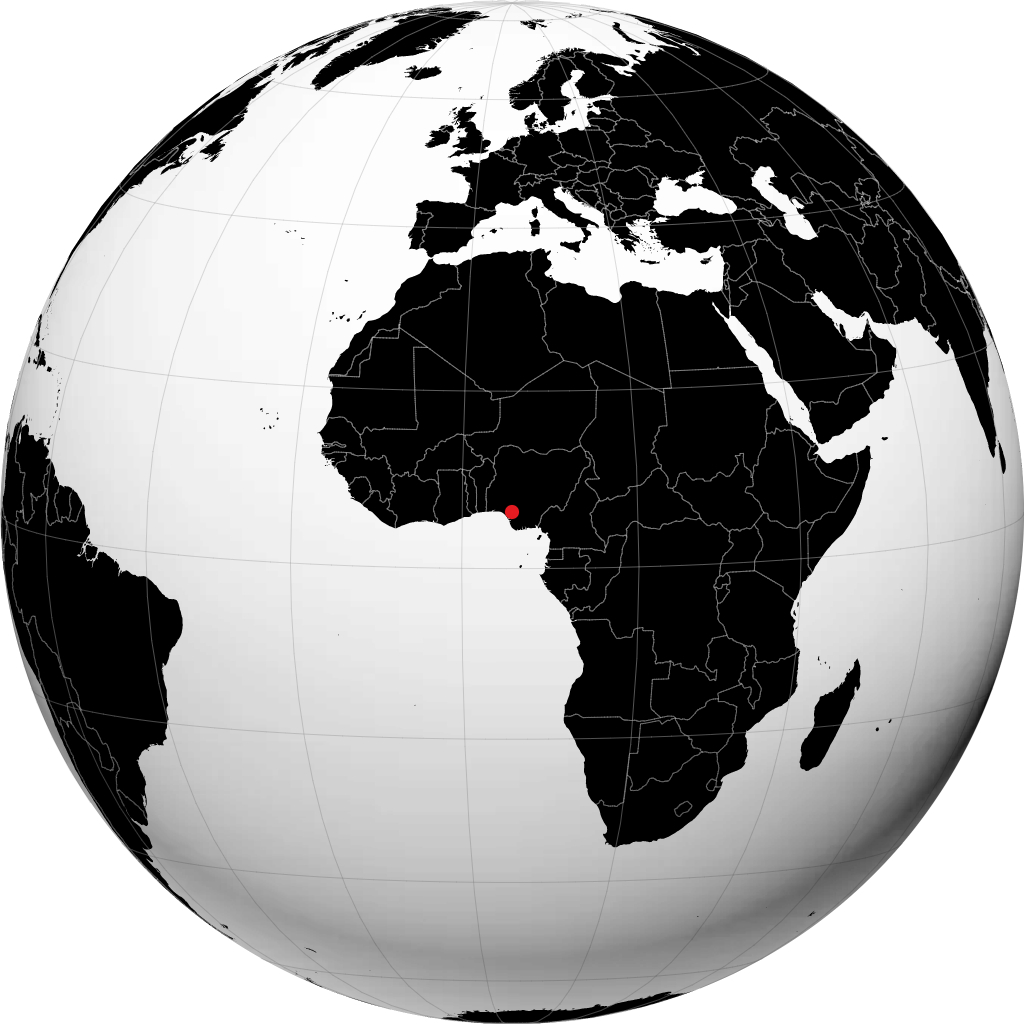 Benin City sur le globe