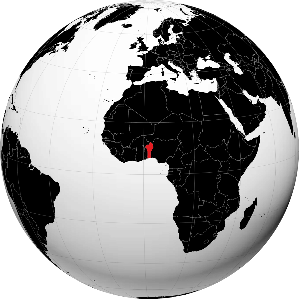 Bénin sur le globe