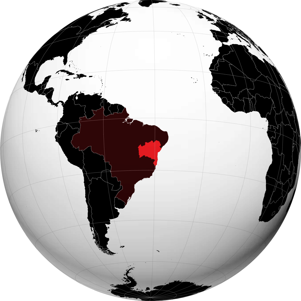 État de Bahia sur le globe