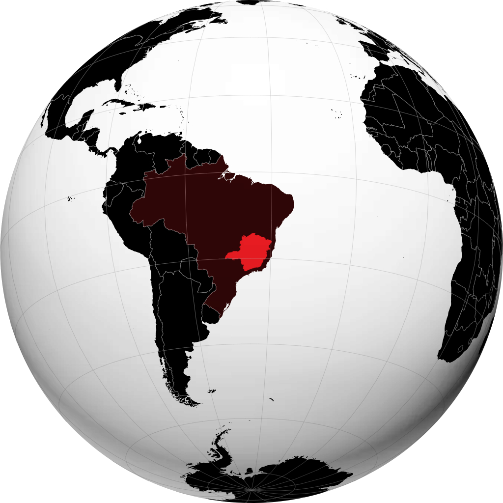État de Minas Gerais sur le globe