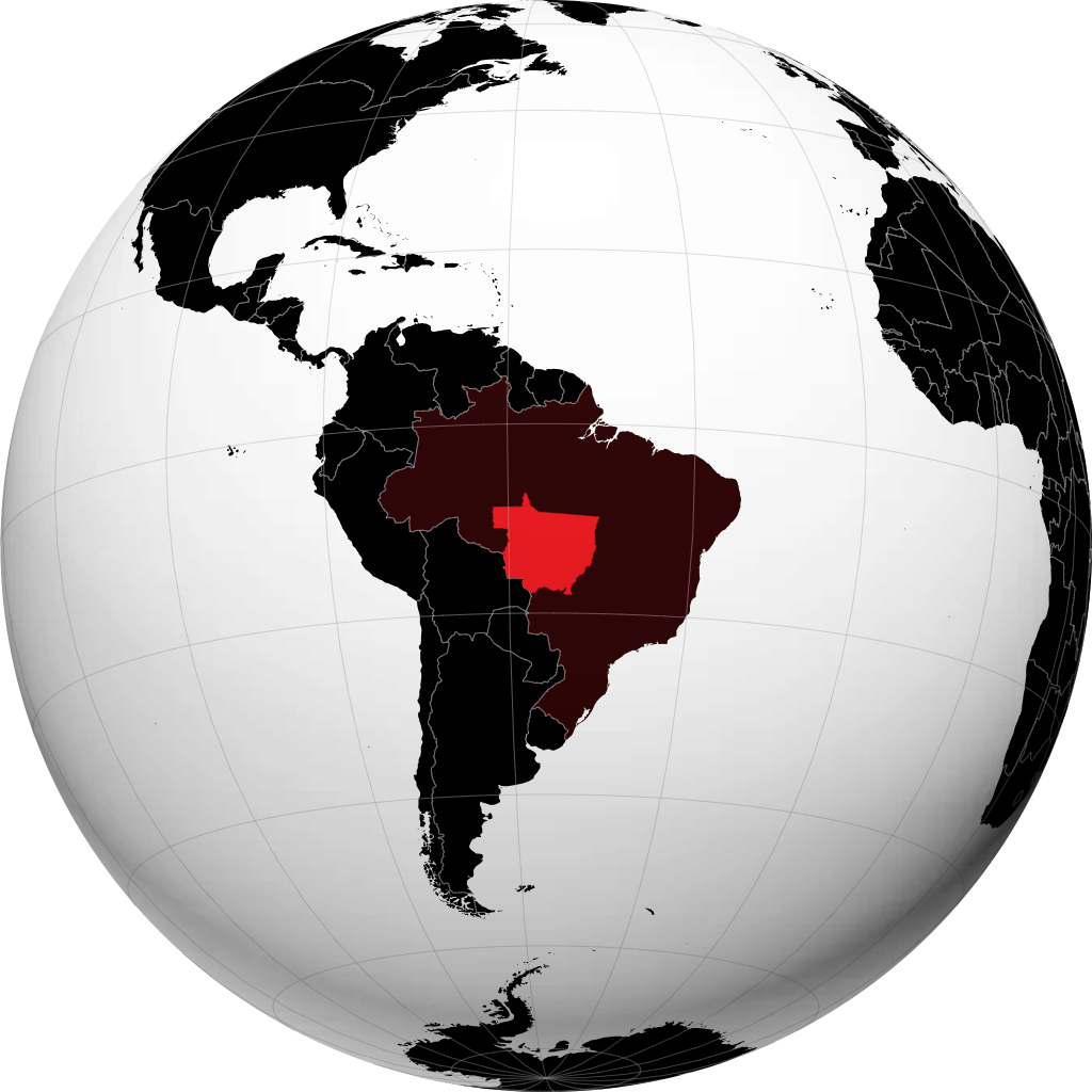 État du Mato Grosso sur le globe