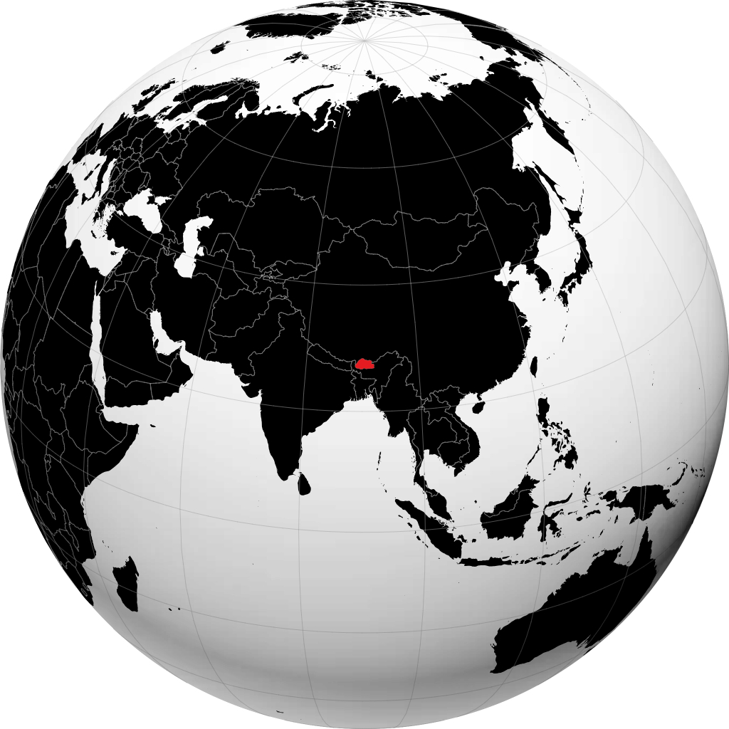 Bhoutan sur le globe