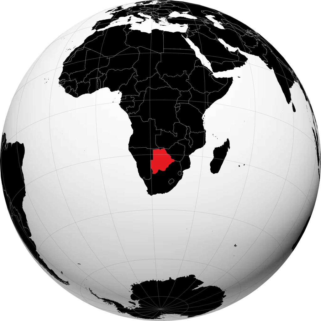 Botswana sur le globe