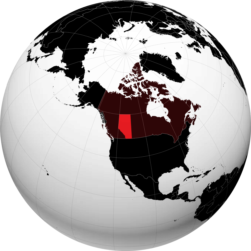 Alberta sur le globe