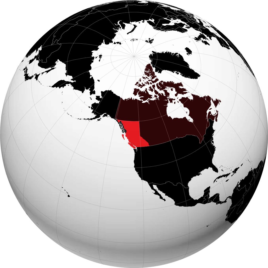 Colombie-Britannique sur le globe