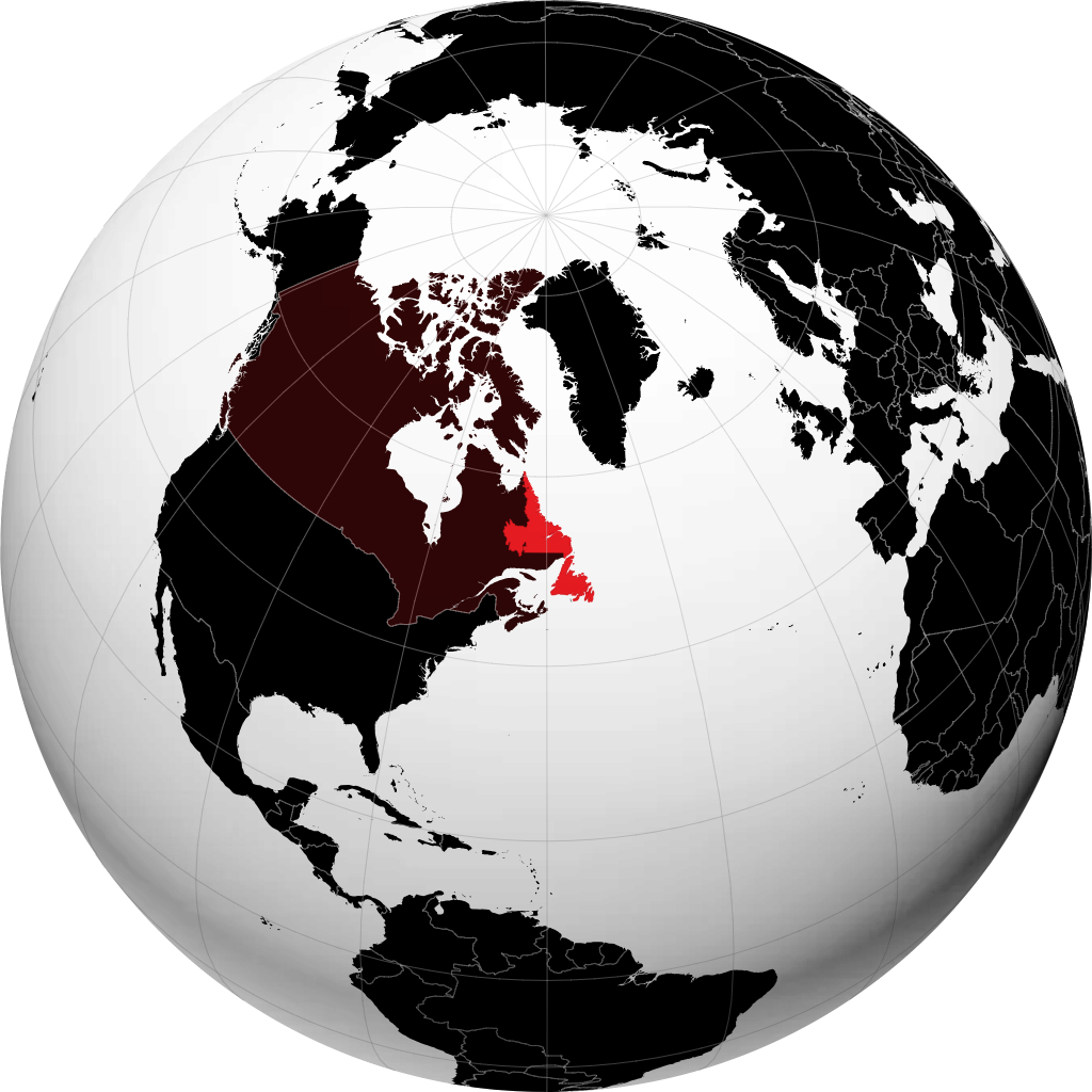 Terre-Neuve-et-Labrador sur le globe