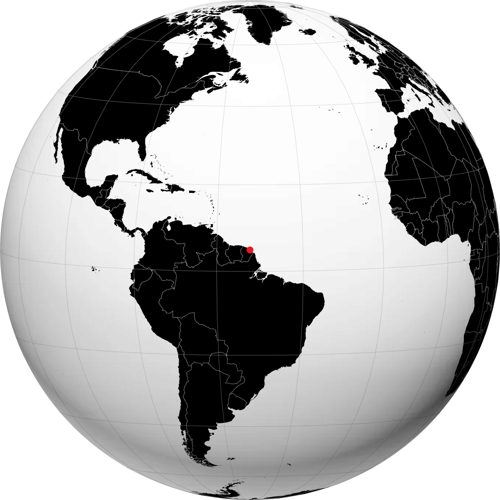 Cayenne sur le globe
