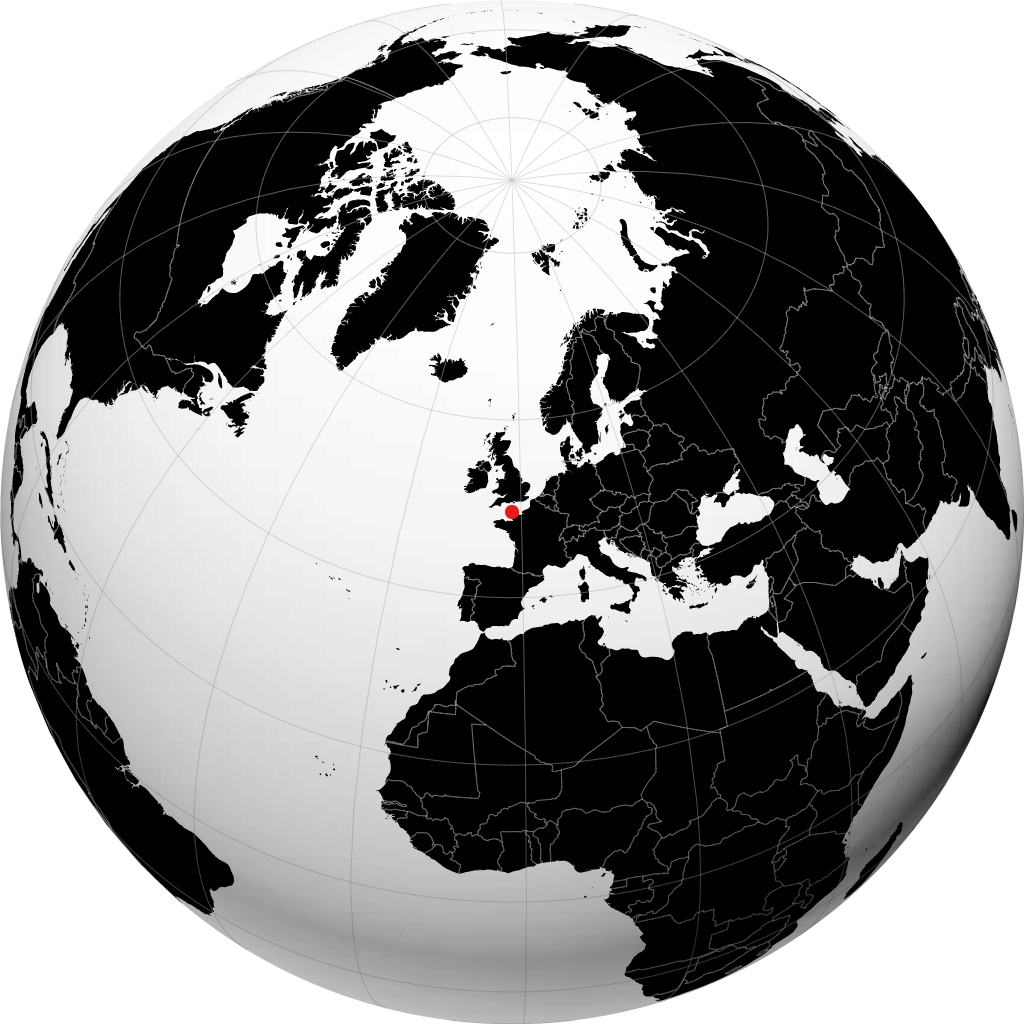 Cherbourg-Octeville sur le globe