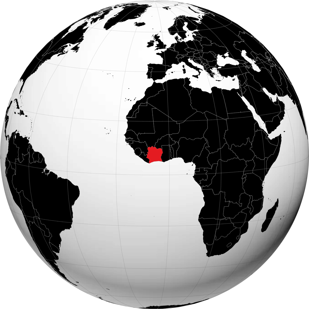 Côte d’Ivoire sur le globe