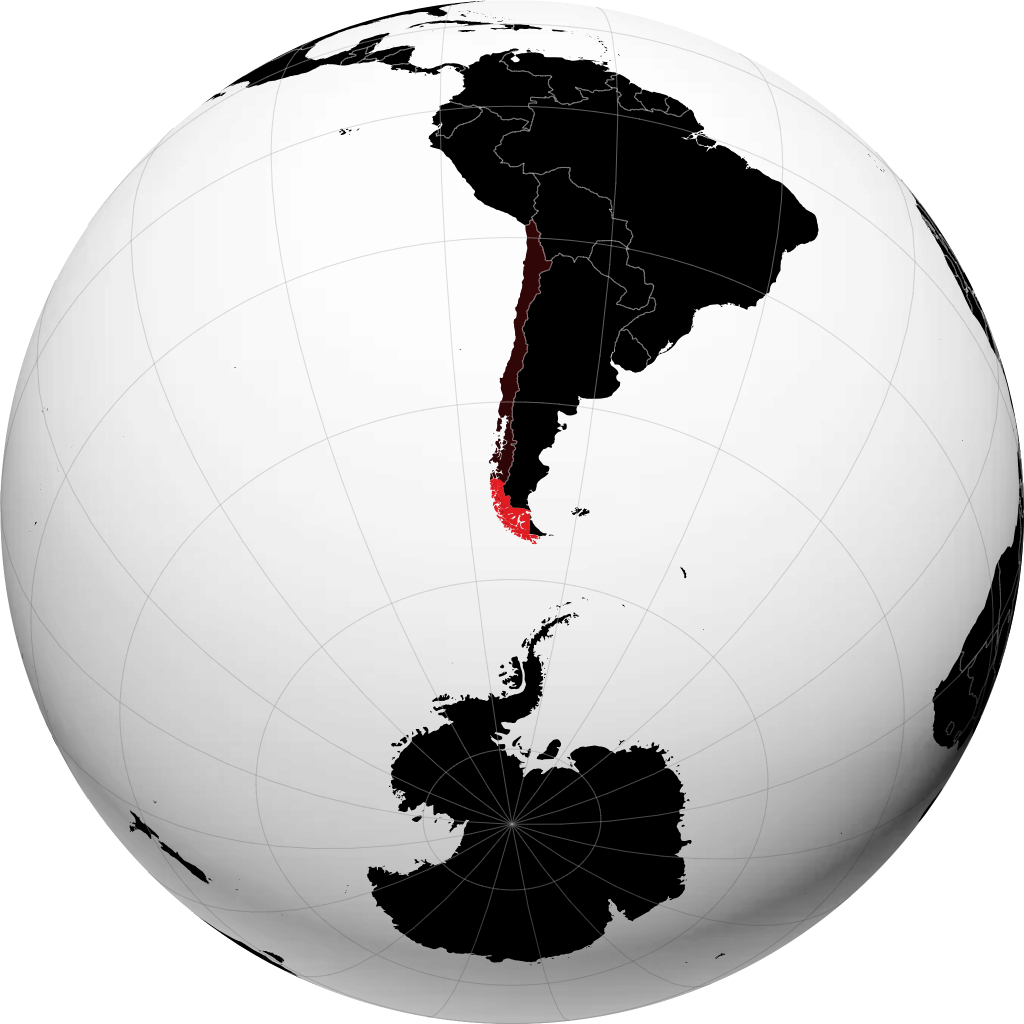 Région de Magallanes et de l'Antarctique chilien sur le globe