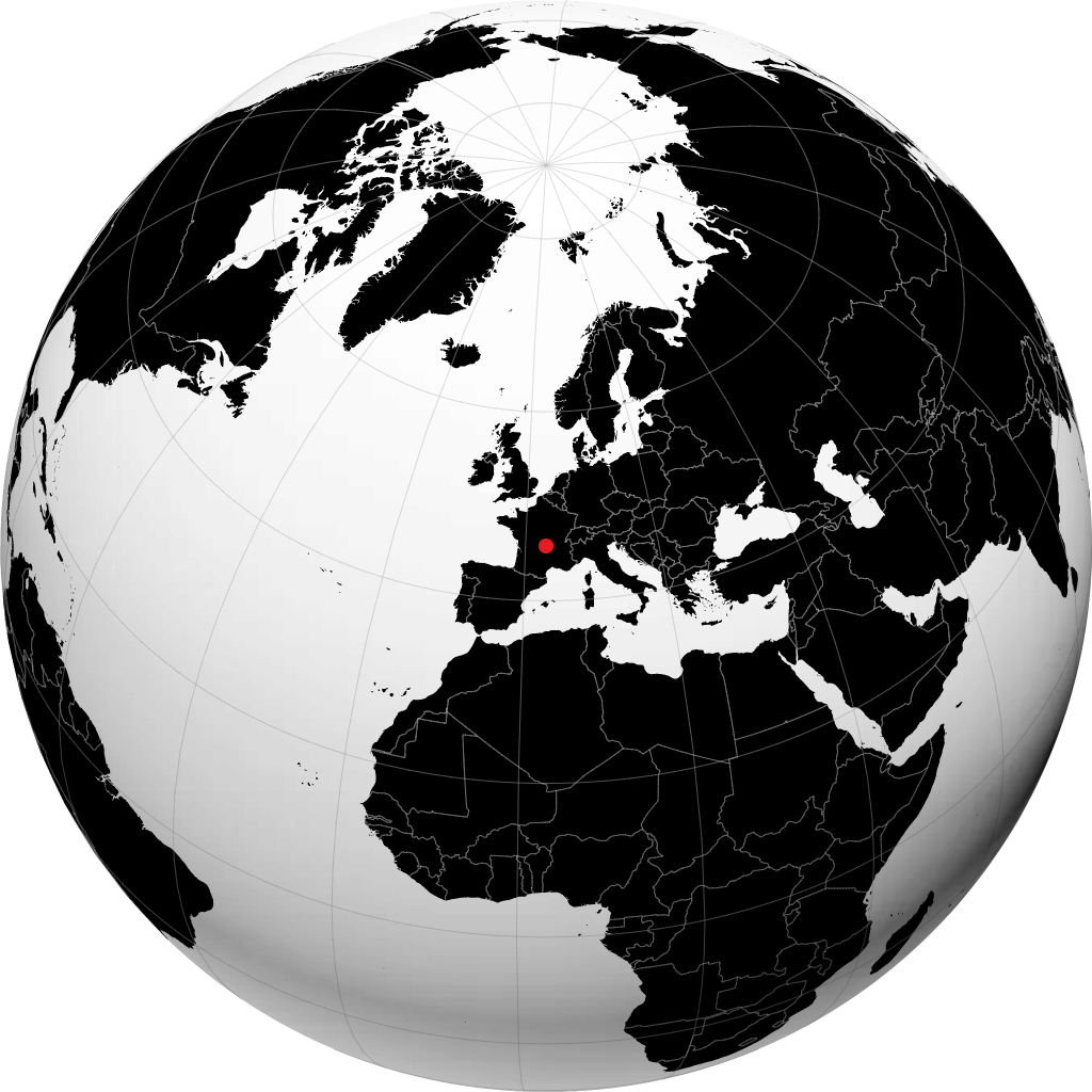Clermont-Ferrand sur le globe