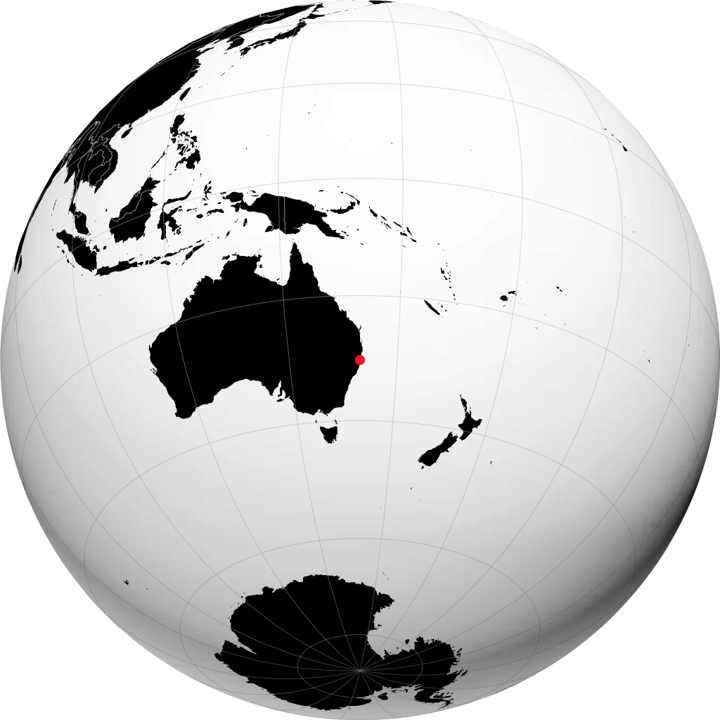 Coffs Harbour sur le globe
