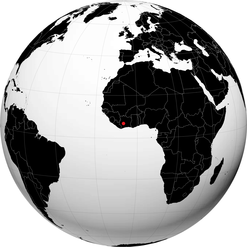 Daloa sur le globe