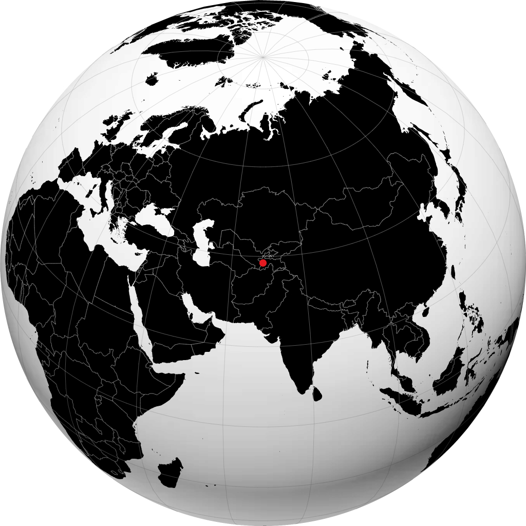 Douchanbé sur le globe