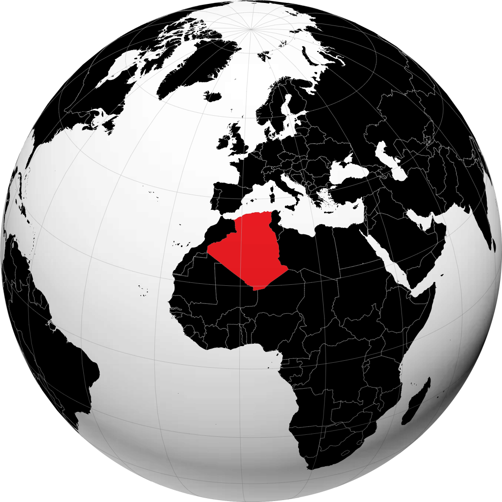 Algérie sur le globe