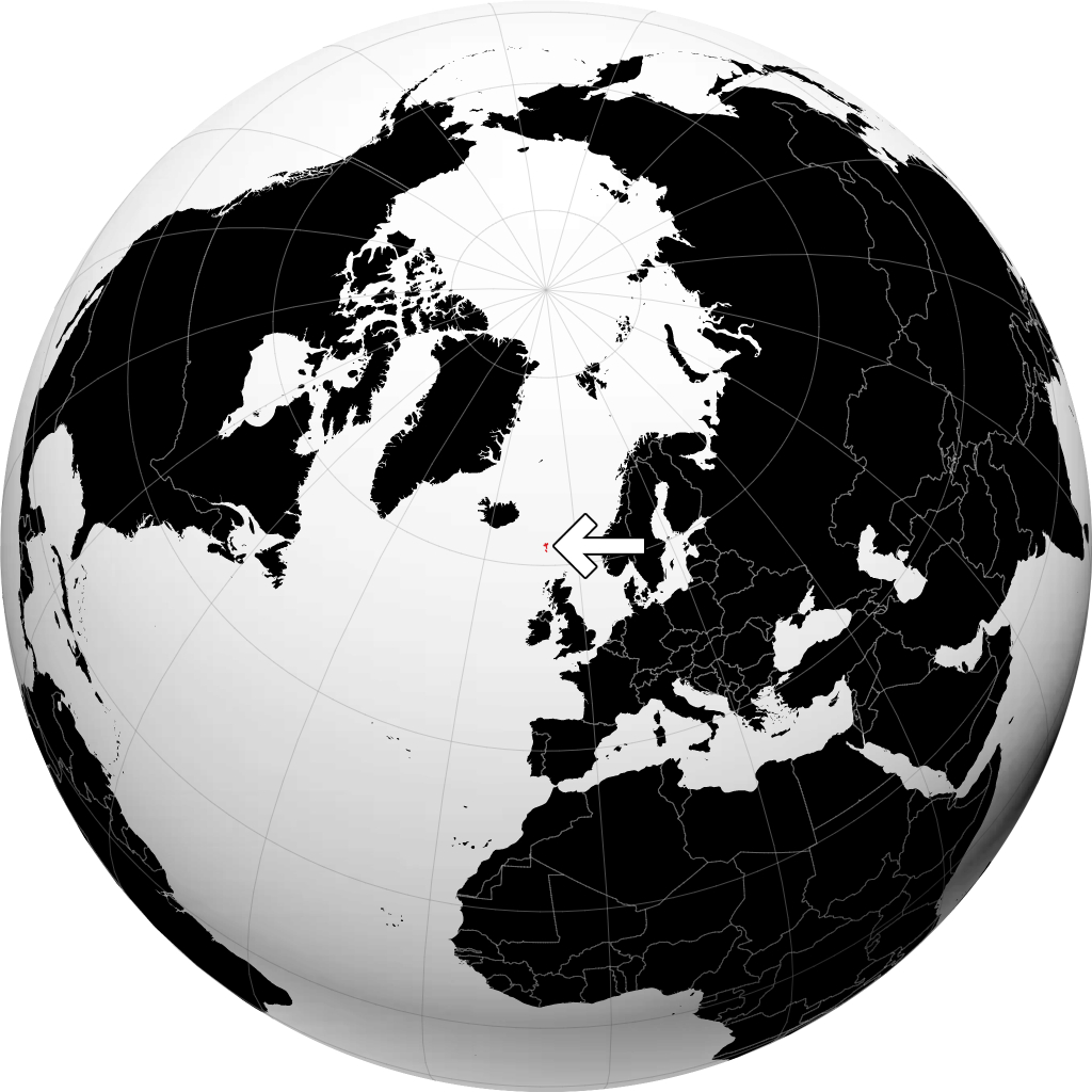 Féroé sur le globe