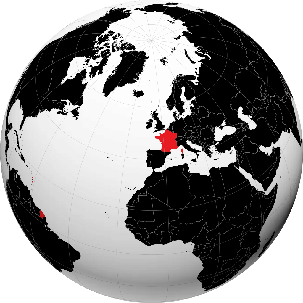 France sur le globe