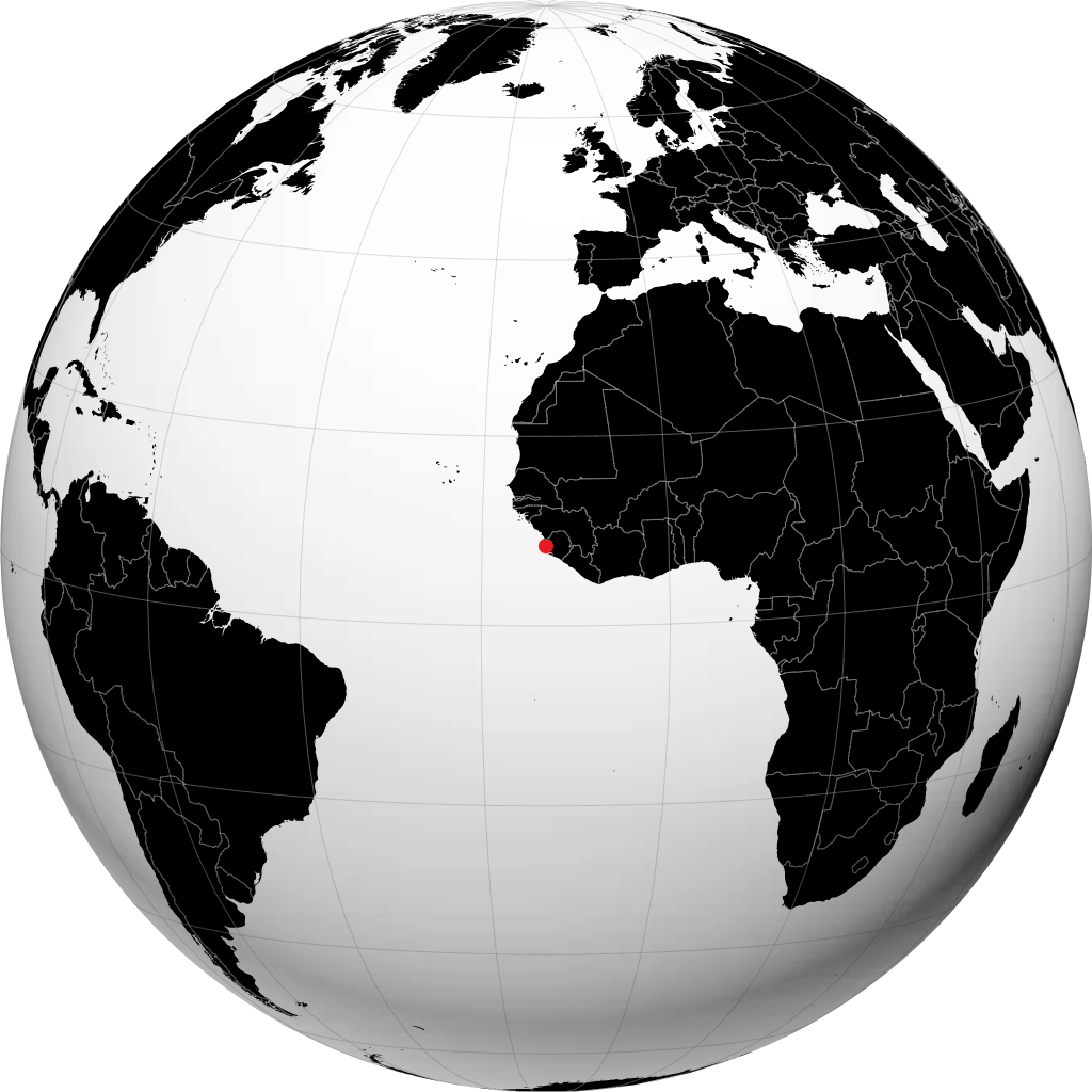 Freetown sur le globe