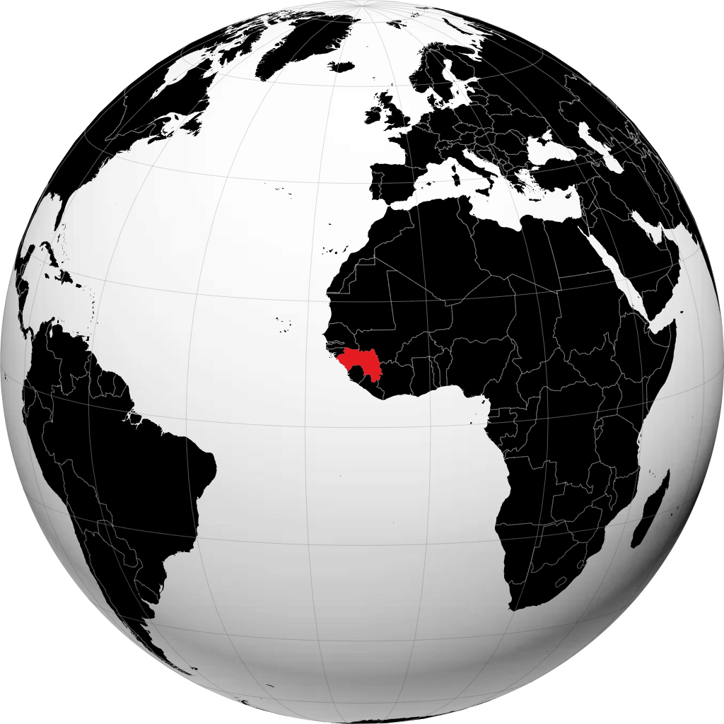 Guinée sur le globe