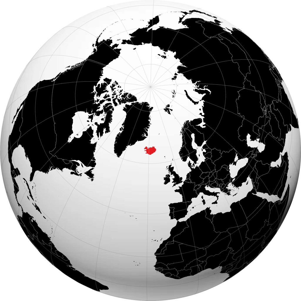 Islande sur le globe