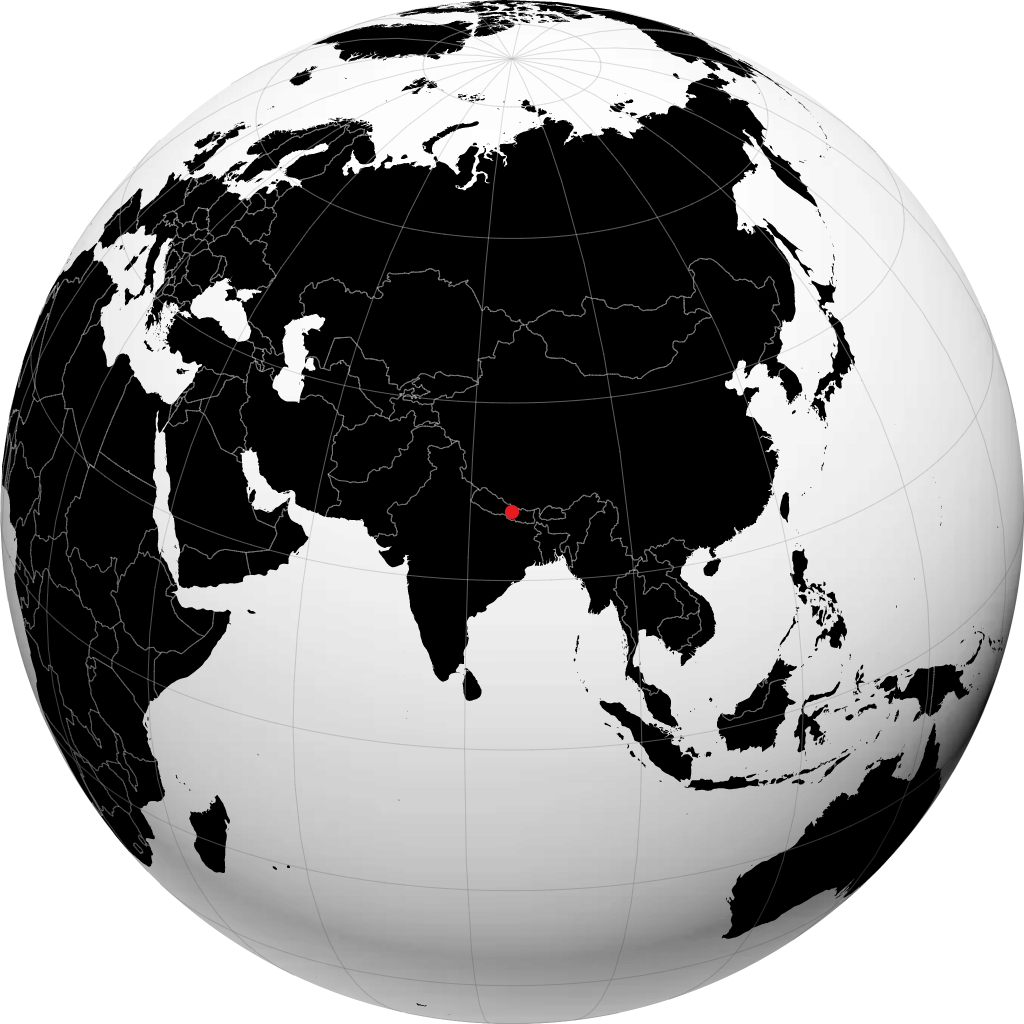 Katmandou sur le globe