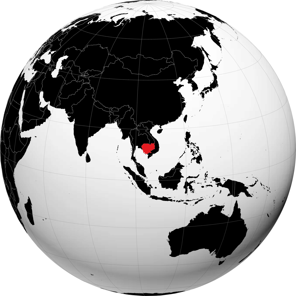 Cambodge sur le globe