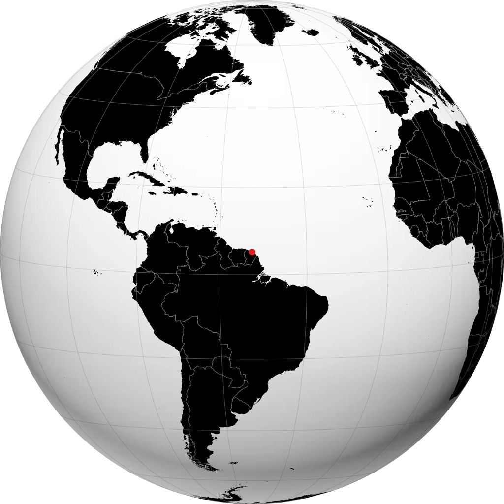 Kourou sur le globe