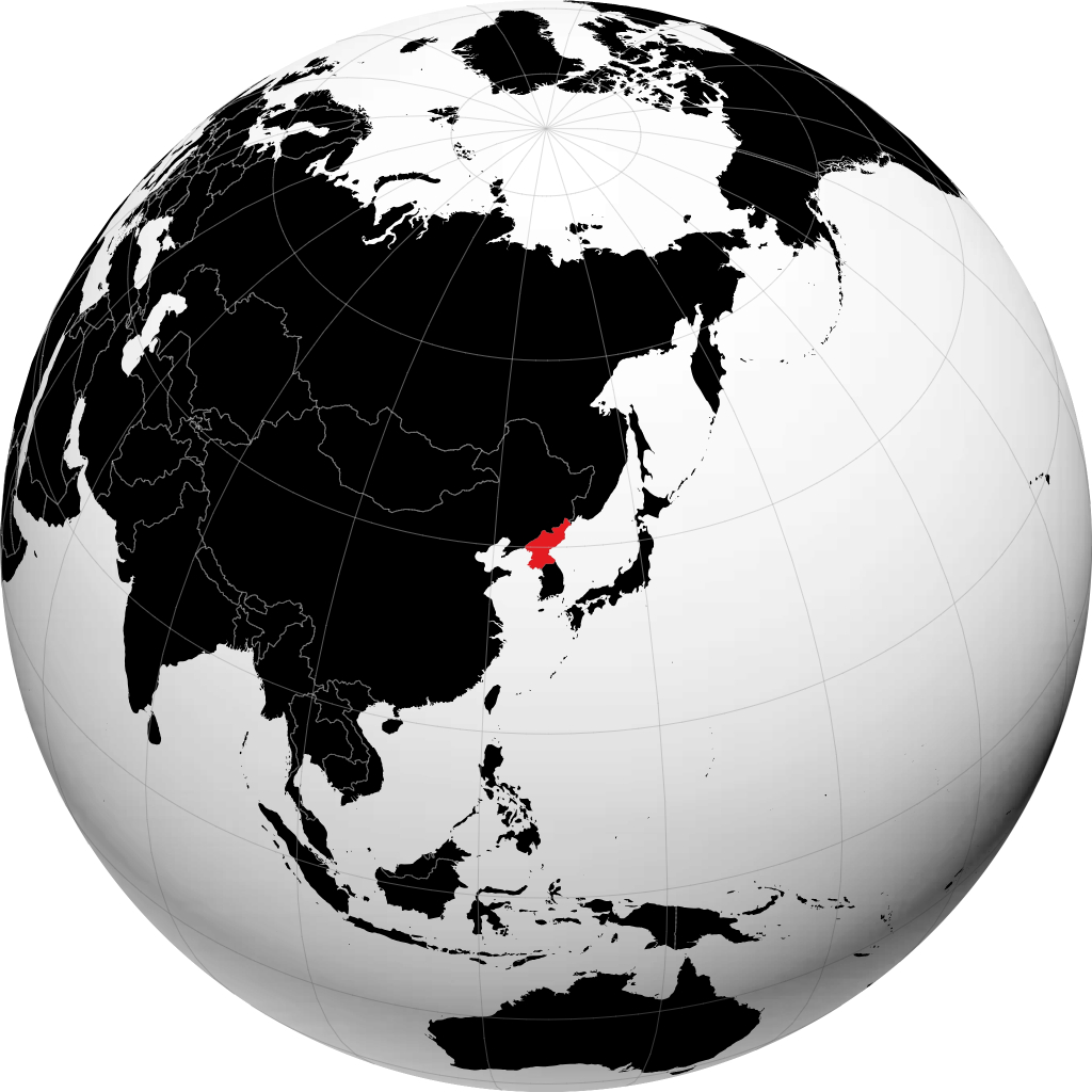 Corée du Nord sur le globe