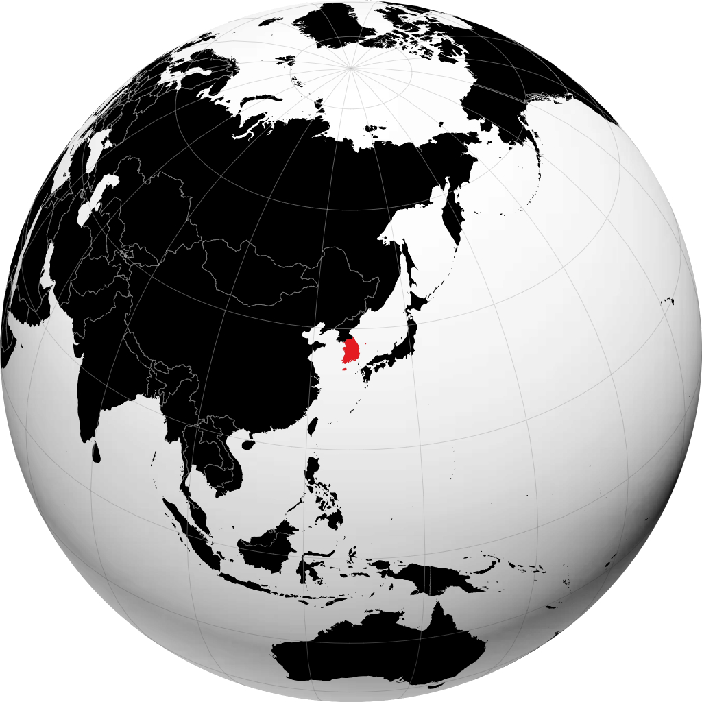 Corée du Sud sur le globe