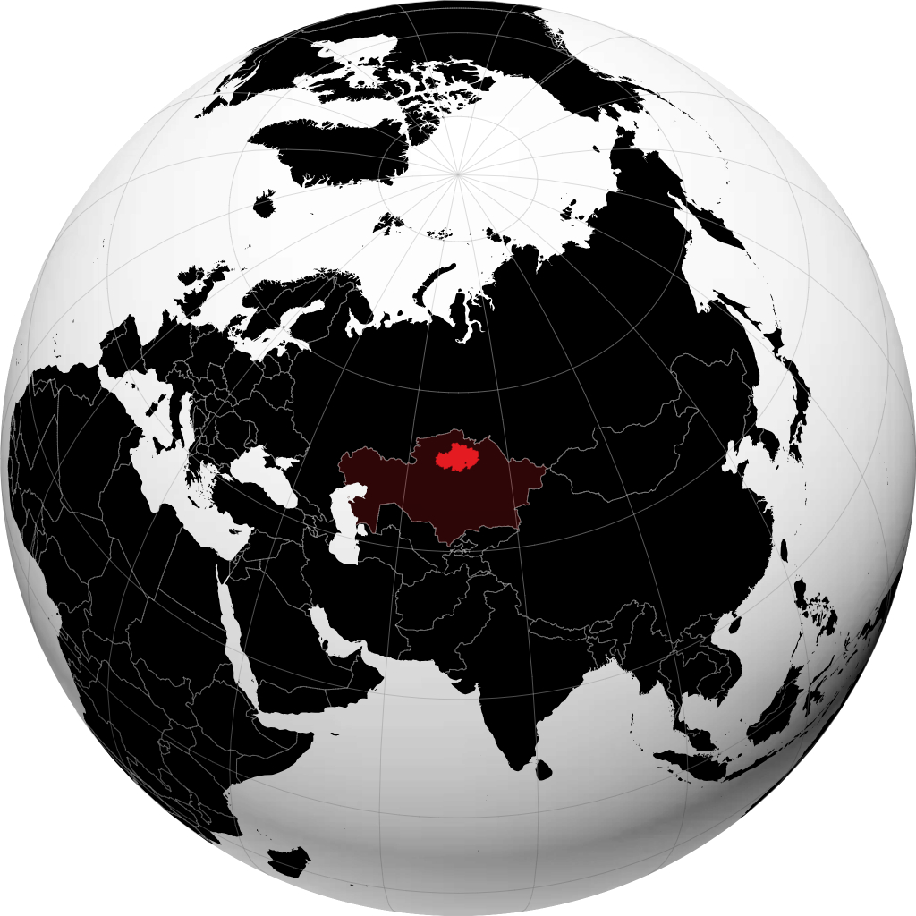 Région d’Akmola sur le globe