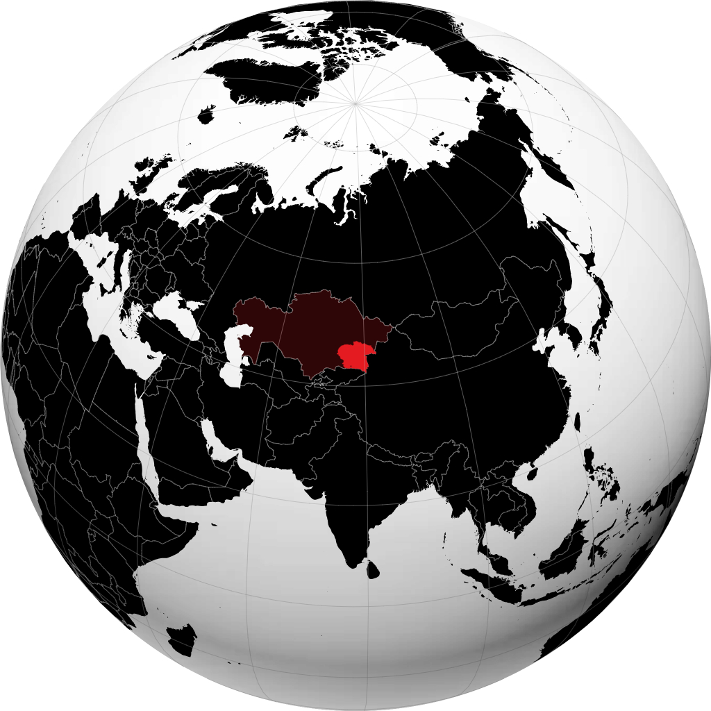 Région d’Almaty sur le globe