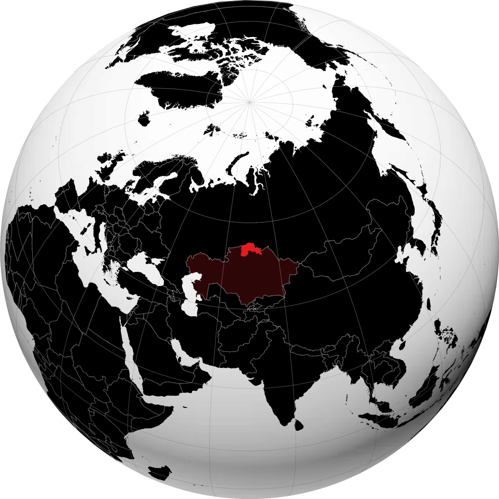Oblast du Kazakhstan du Nord sur le globe