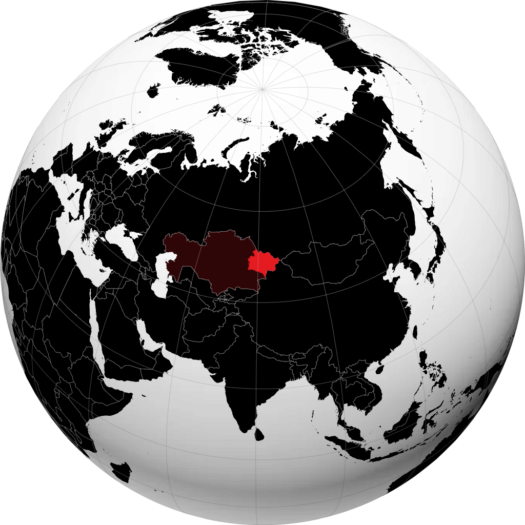 Région du Kazakhstan oriental sur le globe
