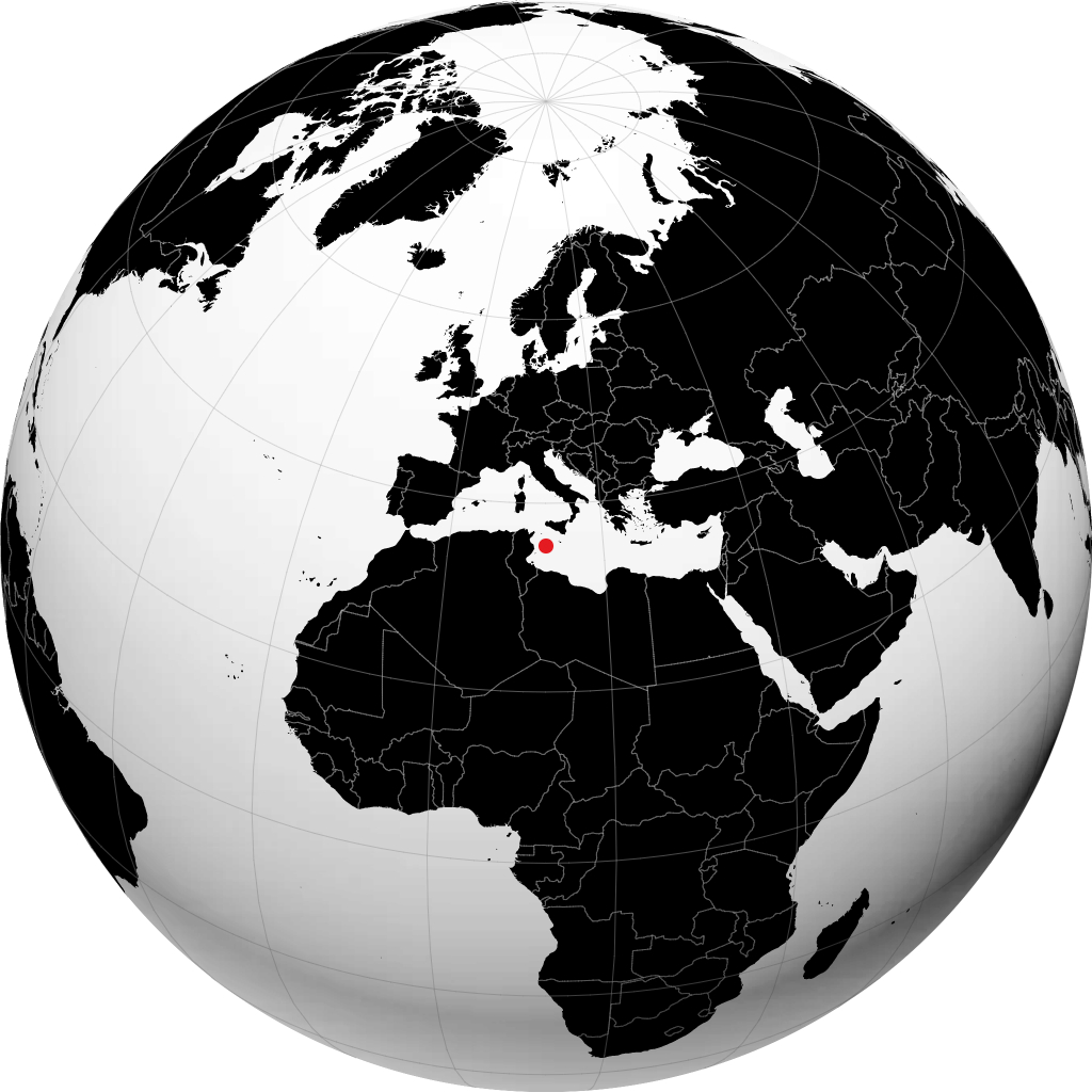 Lampedusa sur le globe