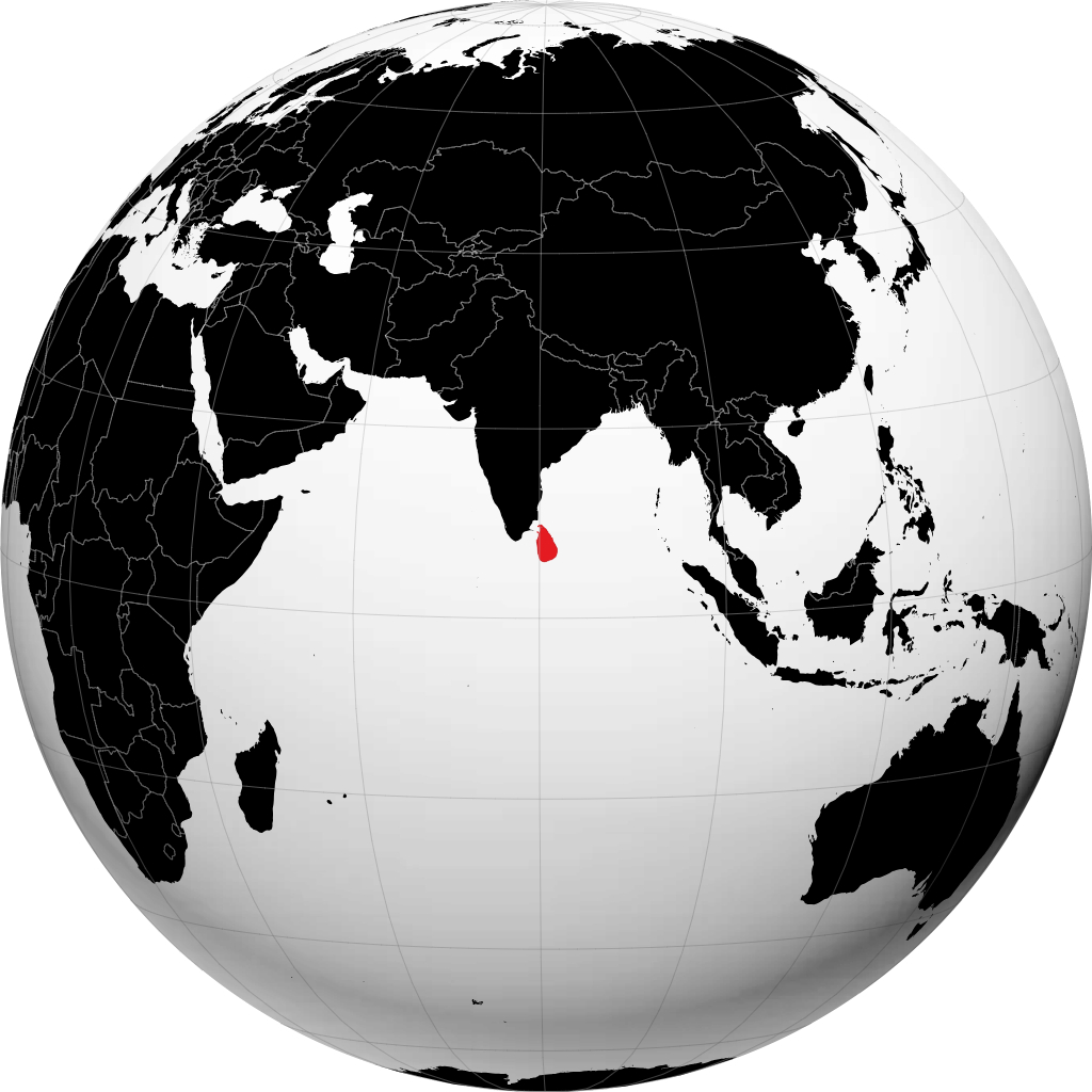 Sri Lanka sur le globe