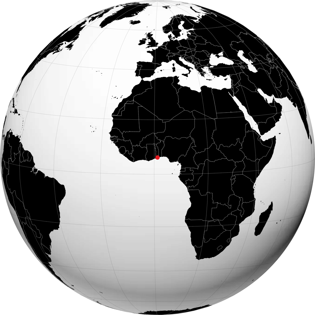 Lomé sur le globe