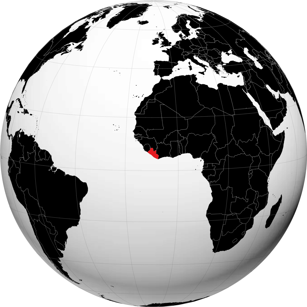 Libéria sur le globe