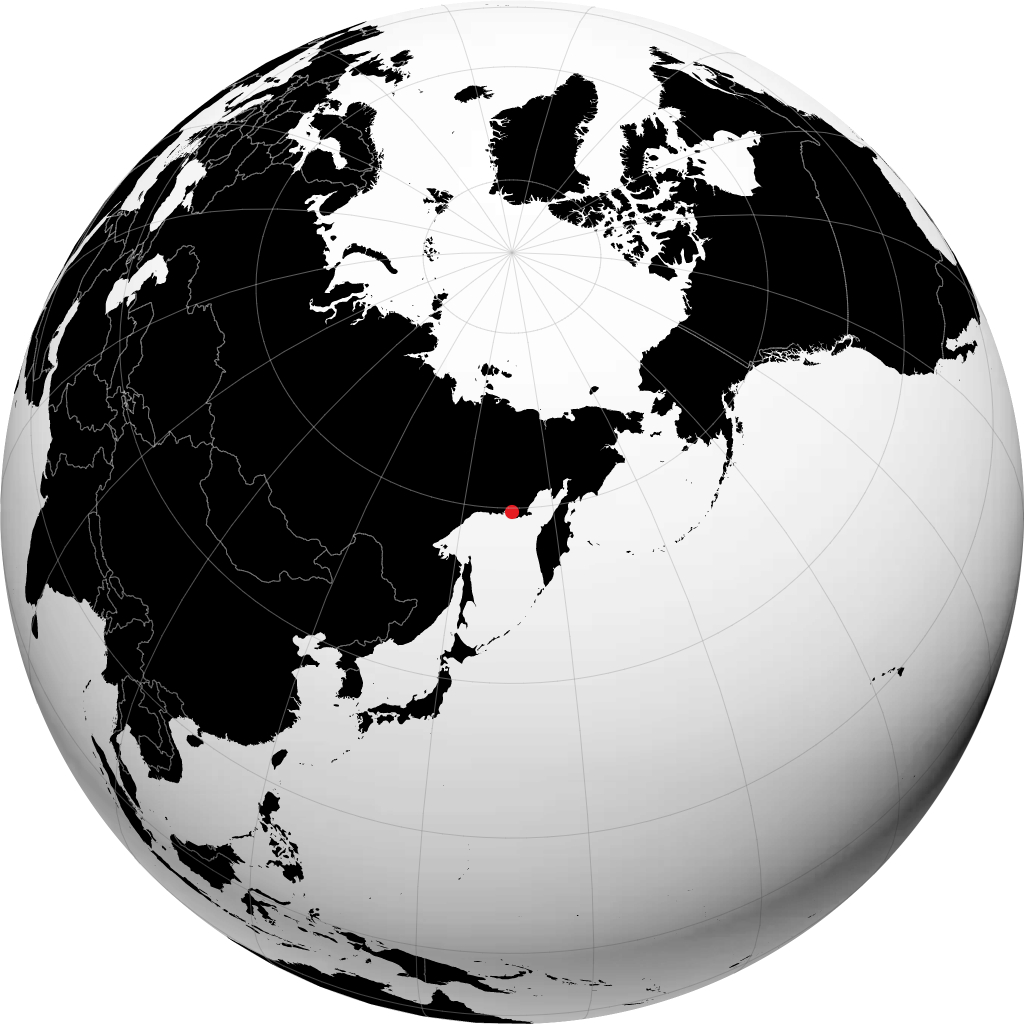Magadan sur le globe